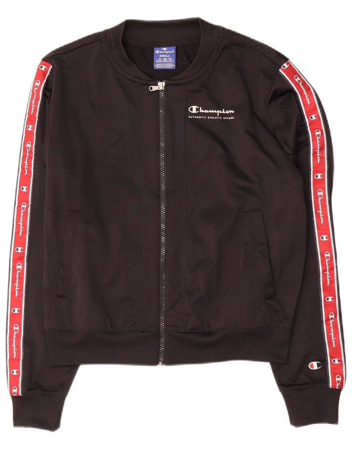 Champion Womens Crop Graphic αθλητική φόρμα Top Jacket UK 10 Small Black