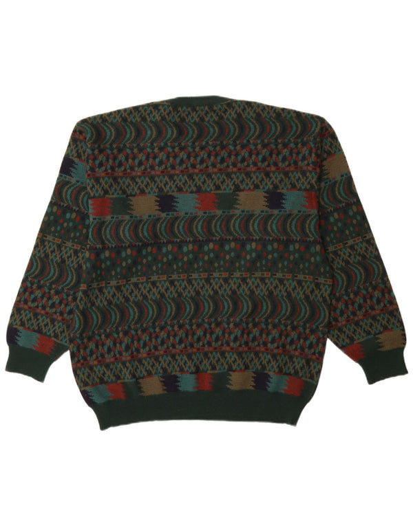 VINTAGE Ανδρικό πουλόβερ με λαιμόκοψη IT 54 XL Green Fair Isle Wool
