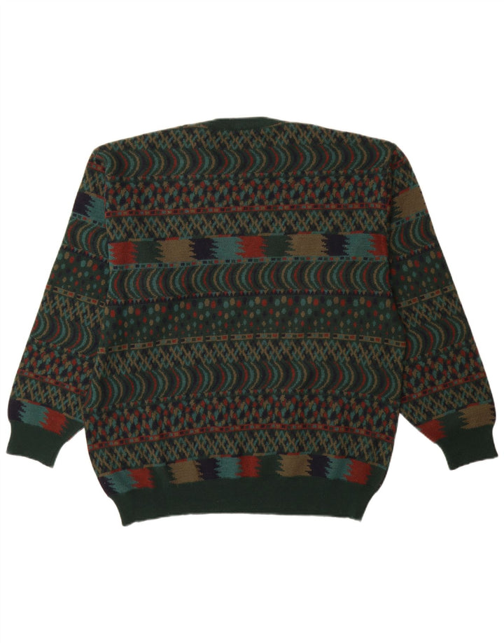VINTAGE Ανδρικό πουλόβερ με λαιμόκοψη IT 54 XL Green Fair Isle Wool