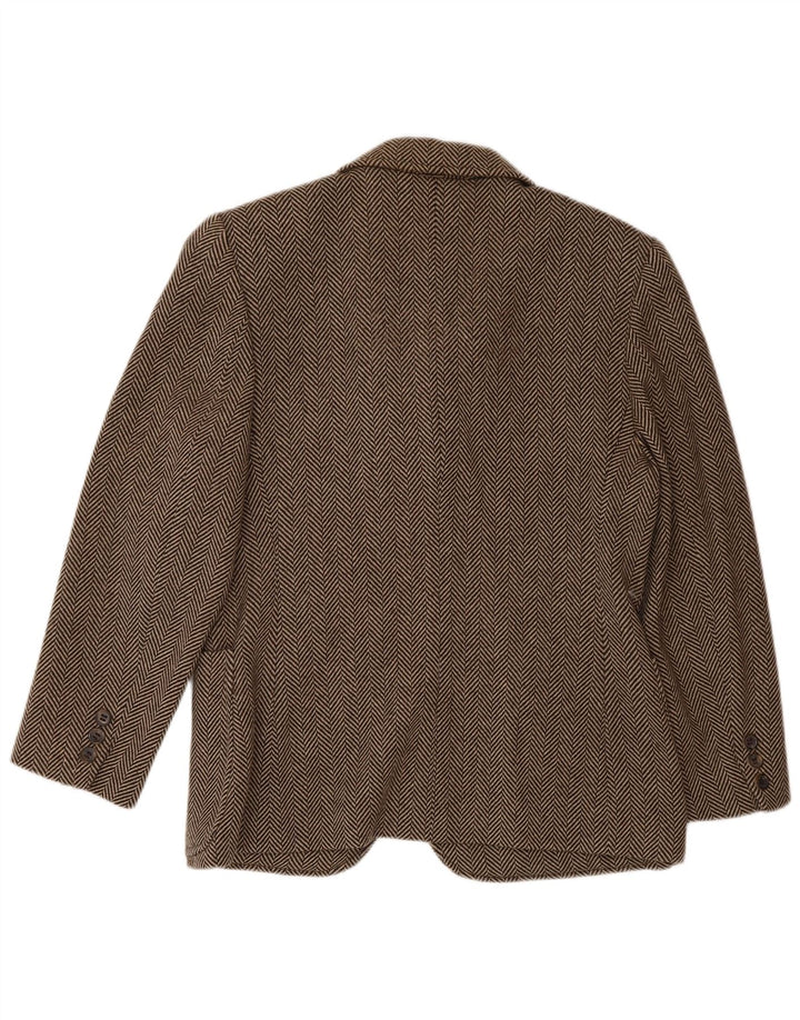 Piombo Γυναικείο μπουφάν blazer 3 κουμπιών IT 44 Μαλλί ψαροκόκαλο μεσαίο καφέ
