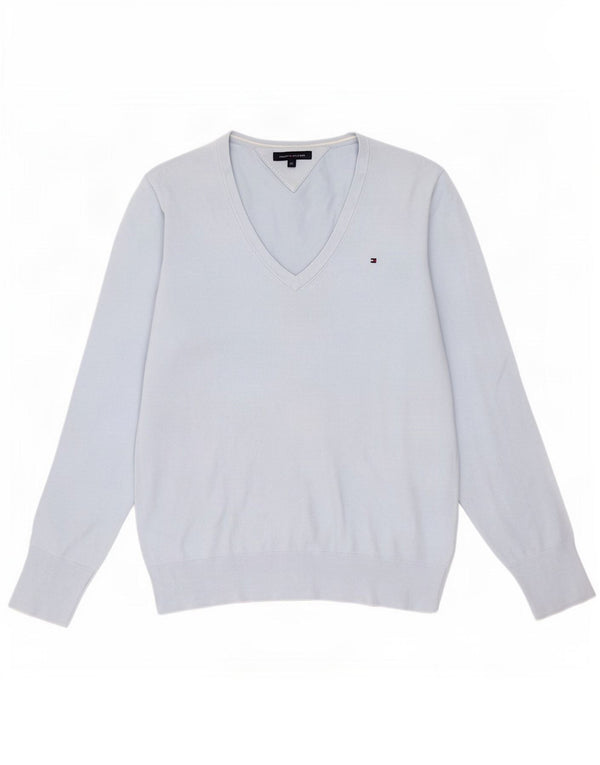 Tommy Hilfiger Γυναικείο πουλόβερ με V λαιμόκοψη UK 18 XL μπλε βαμβακερό