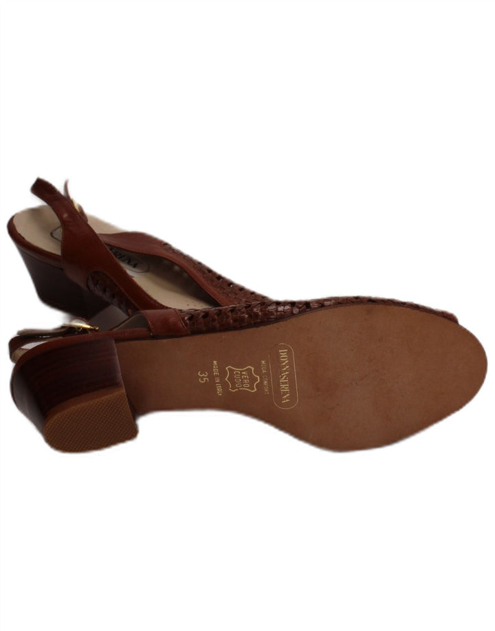 Donna Serena Γυναικεία Δερμάτινα Σανδάλια UK Size 2,5 Καφέ Δερμάτινο