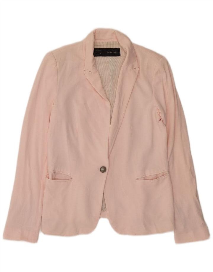 Zara Γυναικείο σακάκι 1 κουμπιού blazer UK 14 μεγάλο ροζ βισκόζη
