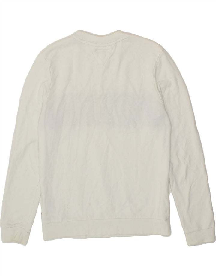 TOMMY HILFIGER Boys Sweatshirt Jumper 13-14 Years White Colourblock Vintage Tommy Hilfiger and Second-Hand Tommy Hilfiger from Messina Hembry 