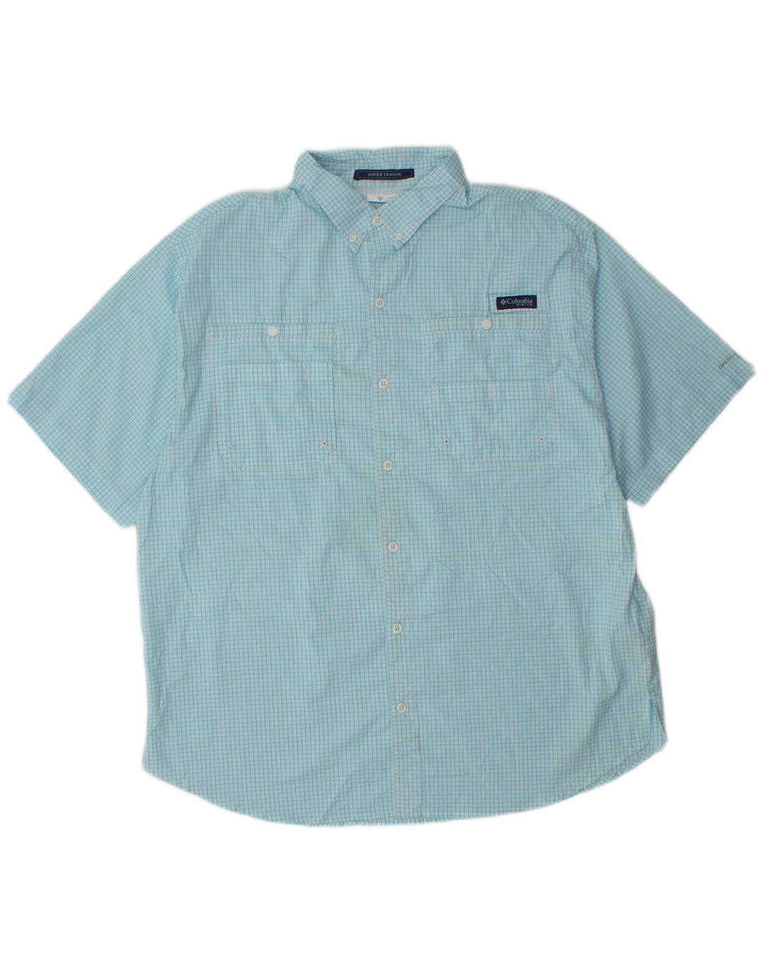 Ανδρικό κοντομάνικο πουκάμισο Columbia XL Blue Check Polyester