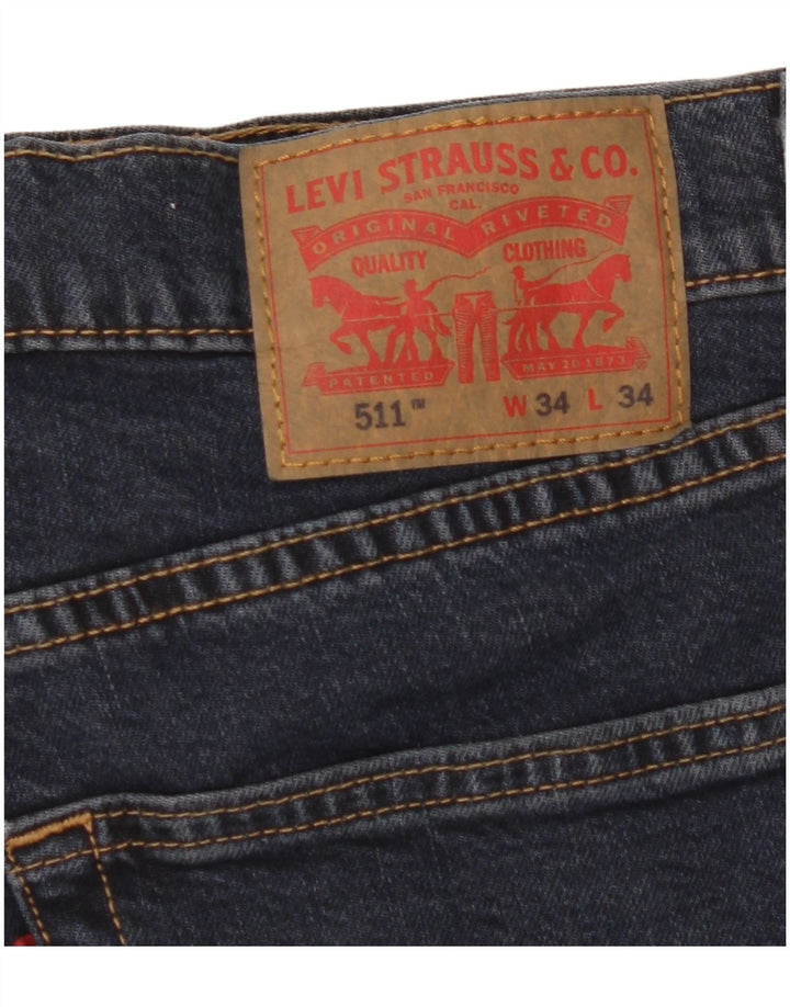 Levi's Mens 511 Slim Jeans W34 L34 Navy Blue Cotton