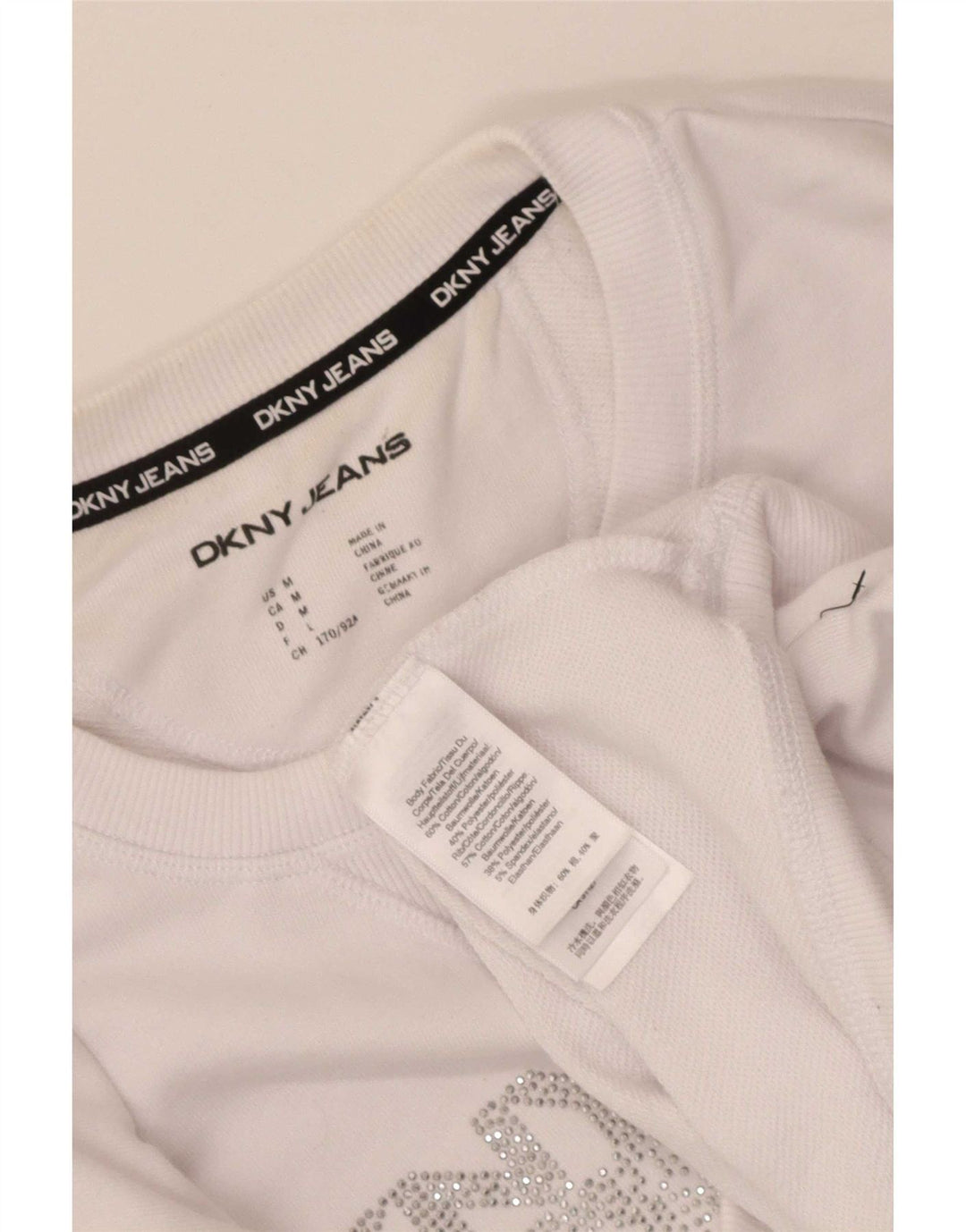 Γυναικείο Φούτερ Dkny Crop Graphic Jumper UK 14 Μεσαίο λευκό βαμβακερό