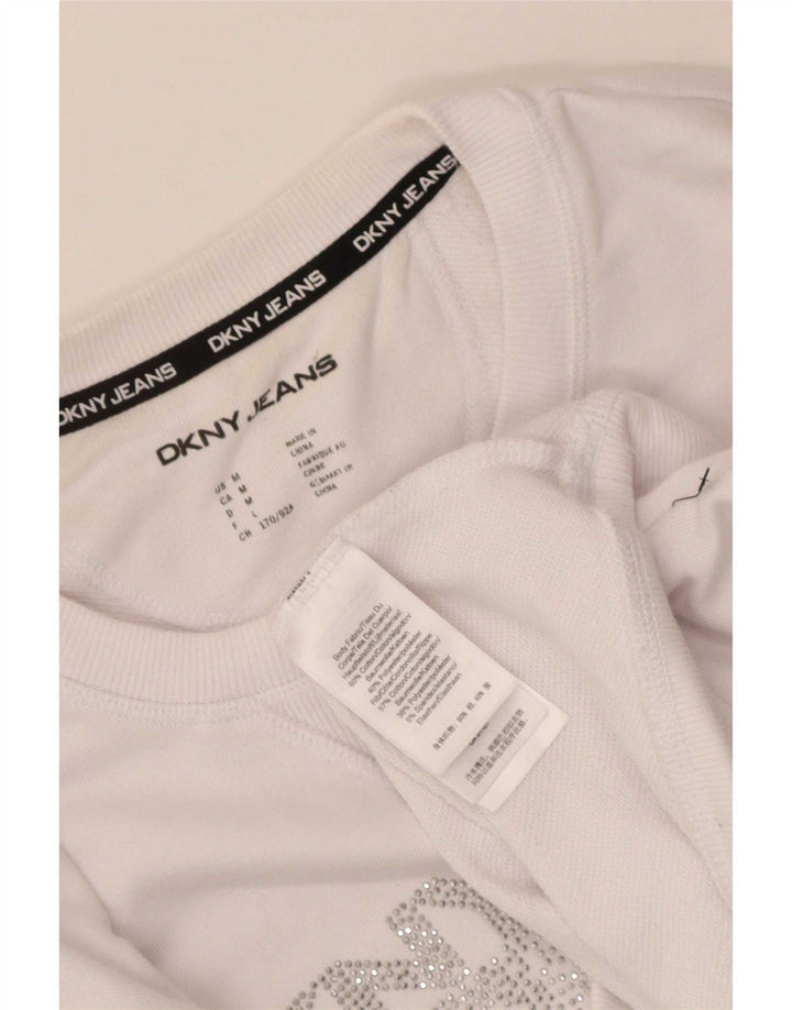 Γυναικείο Φούτερ Dkny Crop Graphic Jumper UK 14 Μεσαίο λευκό βαμβακερό