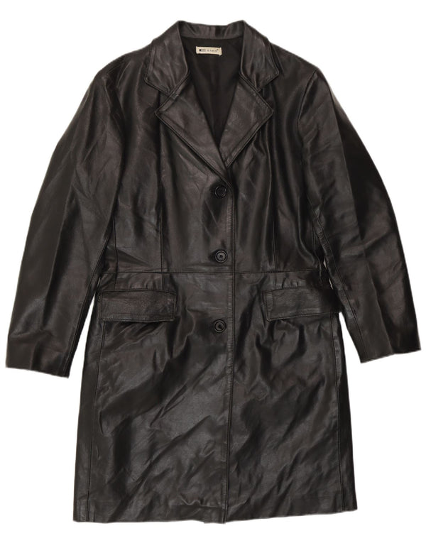 Vintage Γυναικείο Δερμάτινο Παλτό IT 42 Medium Black Leather