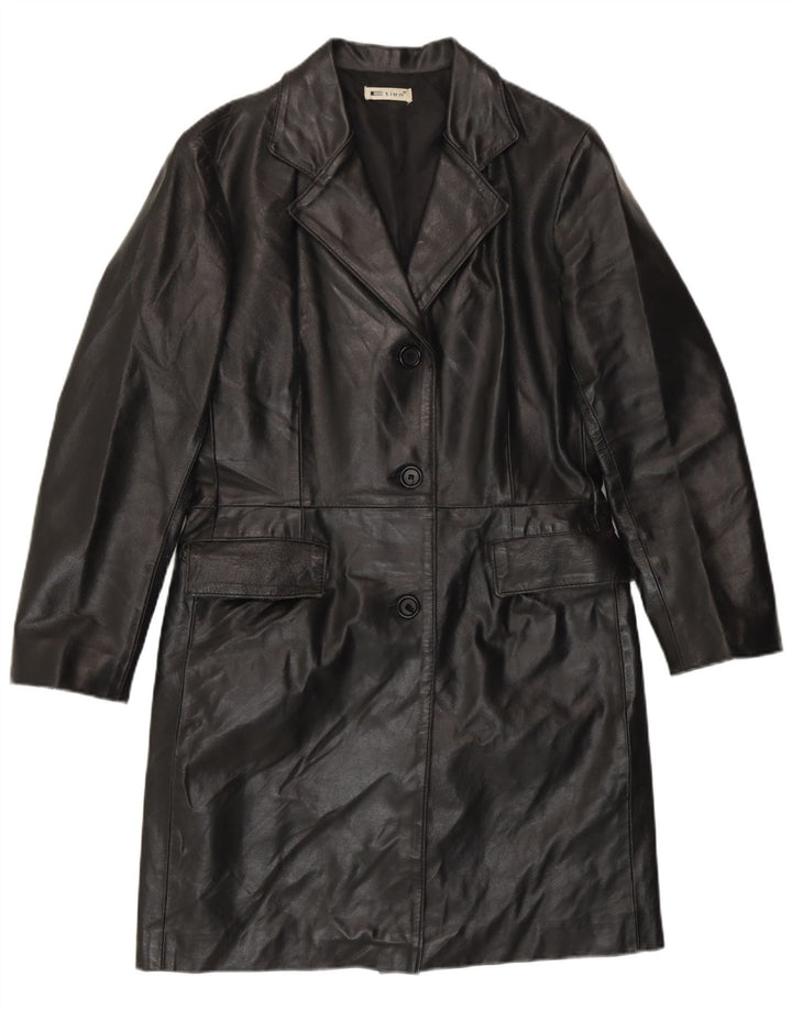 Vintage Γυναικείο Δερμάτινο Παλτό IT 42 Medium Black Leather
