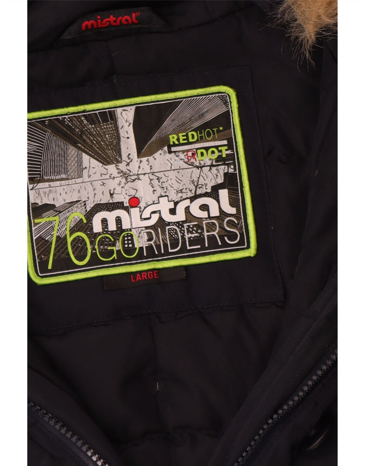 Mistral Γυναικείο παλτό με κουκούλα UK 16 Large Navy Blue Polyester