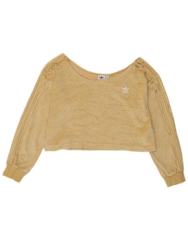 ADIDAS Γυναικεία Crop Oversized Off Shoulder Top UK 10 Small Yellow Cotton