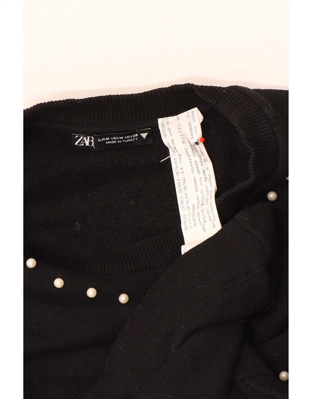 Zara Γυναικεία Φούτερ Jumper UK 12 Medium Black Polyester