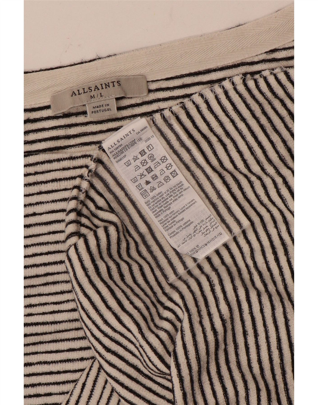 All Saints Γυναικείο Crop Μακρυμάνικο UK 14 Medium Off White Ριγέ