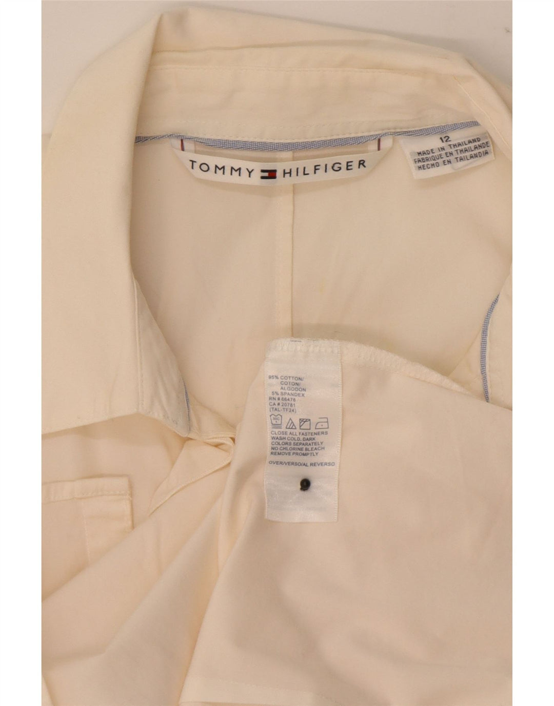 Tommy Hilfiger Γυναικείο πουκάμισο με βολάν μπροστά US 12 μεγάλο λευκό βαμβακερό