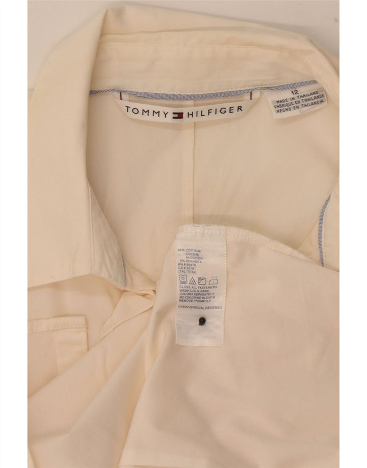 Tommy Hilfiger Γυναικείο πουκάμισο με βολάν μπροστά US 12 μεγάλο λευκό βαμβακερό