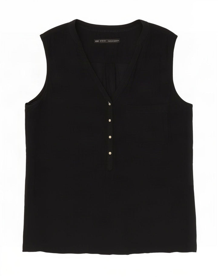 Zara Γυναικεία Αμάνικη Μπλούζα Τοπ UK 14 Medium Black