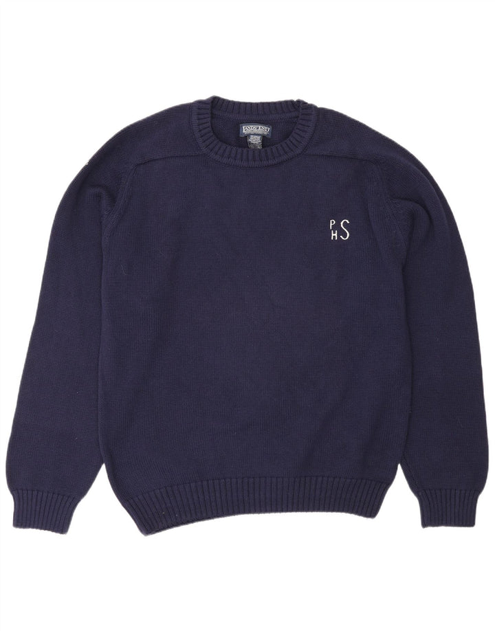 Πουλόβερ Lands End Mens Crew Neck Jumper Medium Navy Blue Wool