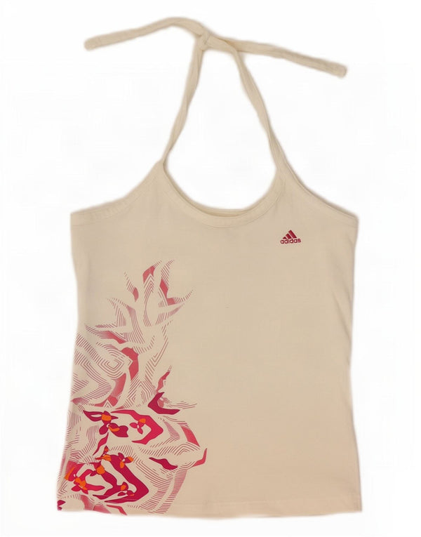 Adidas Γυναικείο γιλέκο Crop UK 10 Small Off White Geometric Cotton Sports