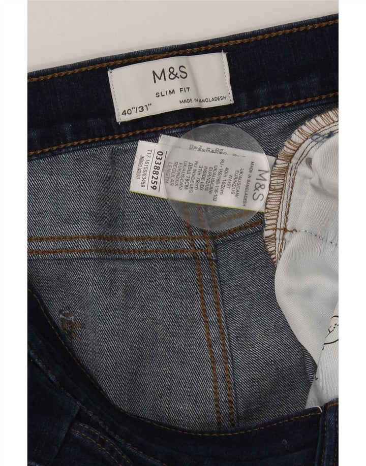 Marks & Spencer Γυναικεία Slim Jeans W40 L31 Navy Blue Cotton