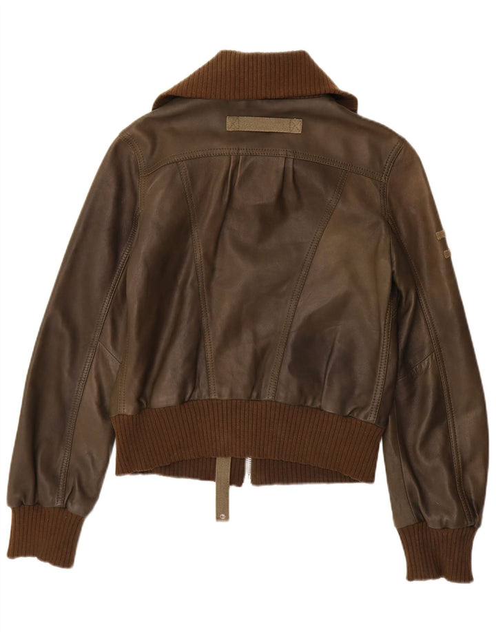Diesel Γυναικείο Bomber Δερμάτινο Μπουφάν UK 12 Medium Brown Δερμάτινο