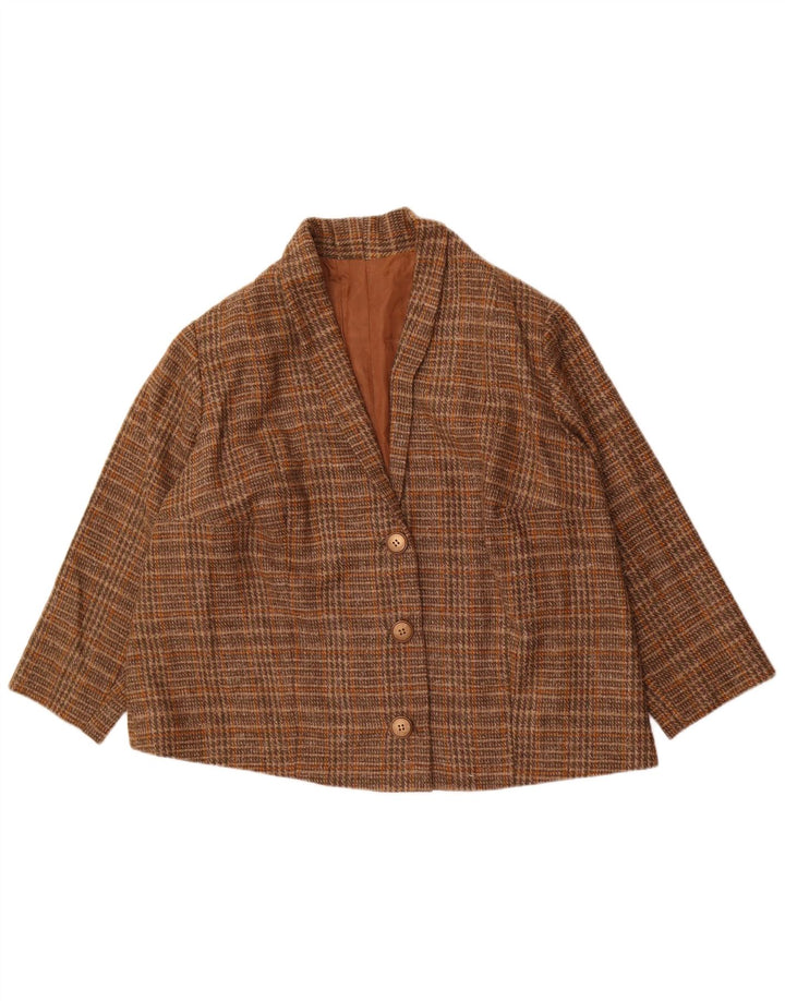 Vintage γυναικείο υπερμεγέθη σακάκι μπλέιζερ UK 16 Large καφέ Houndstooth