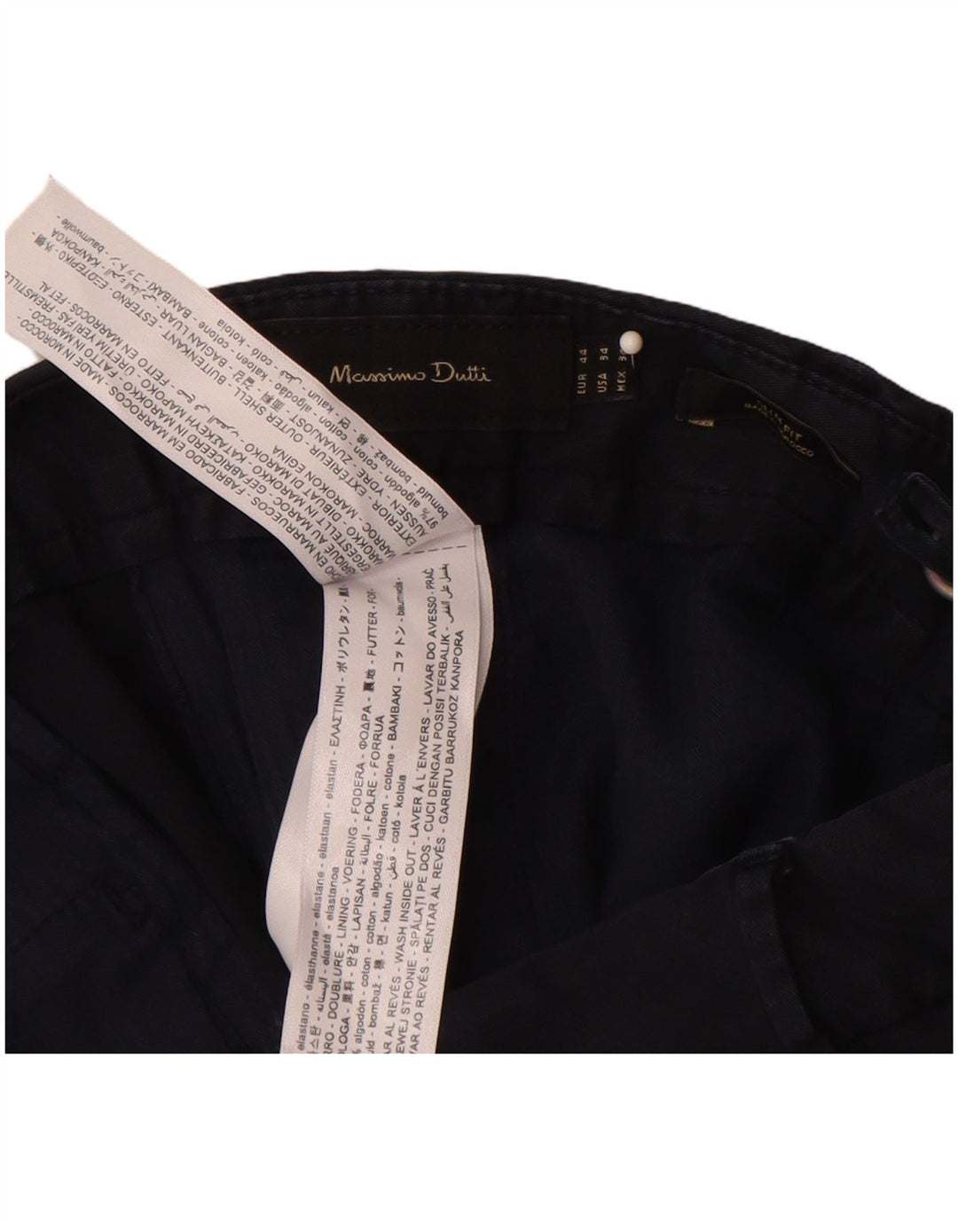 MASSIMO DUTTI Ανδρικό παντελόνι Chino με λεπτή εφαρμογή EU 44 Large W34 L32 Navy Blue