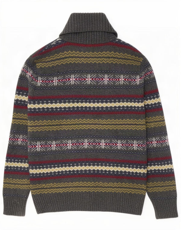 Ανδρικό πουλόβερ Howick Shawl Neck Jumper Medium Grey Fair Isle Lambswool