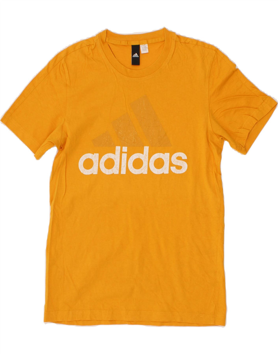 ADIDAS Mens Graphic T-Shirt Top Small Yellow Vintage Adidas and Second-Hand Adidas from Messina Hembry 