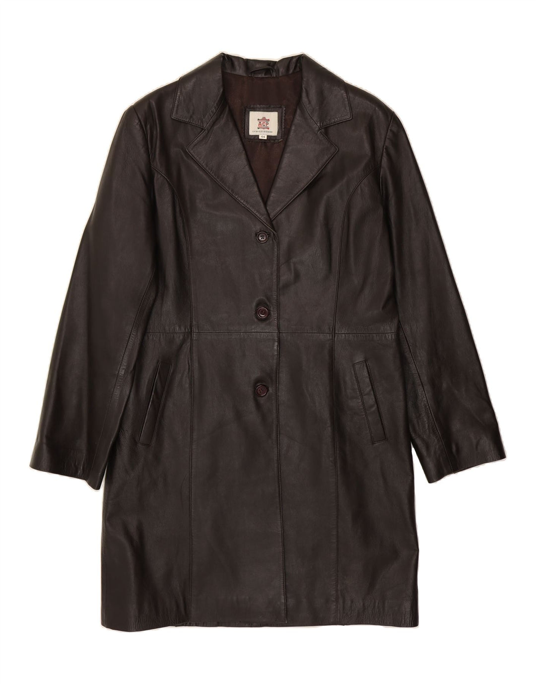 VINTAGE Womens Leather Coat IT 44 Medium Black Leather Vintage Vintage and Second-Hand Vintage from Messina Hembry 