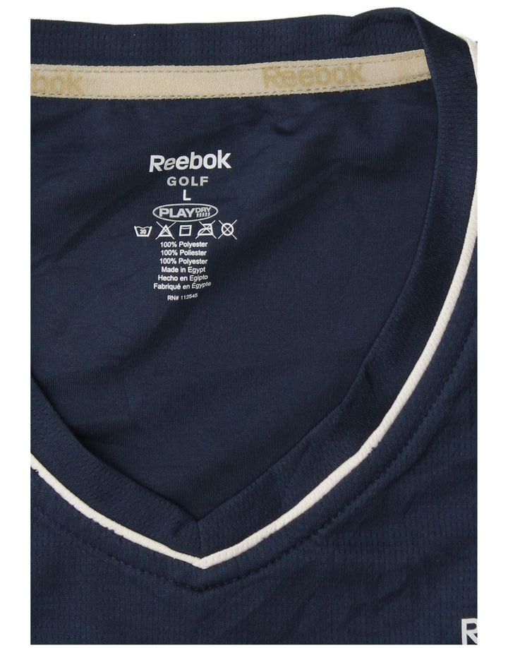 Reebok Γυναικείο T-Shirt Top UK 14 Large Navy Blue Polyester