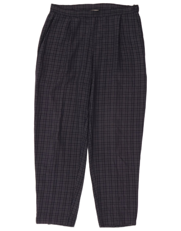 Marks & Spencer Γυναικεία Casual Παντελόνια UK 14 Large W32 L28 Navy Blue Check