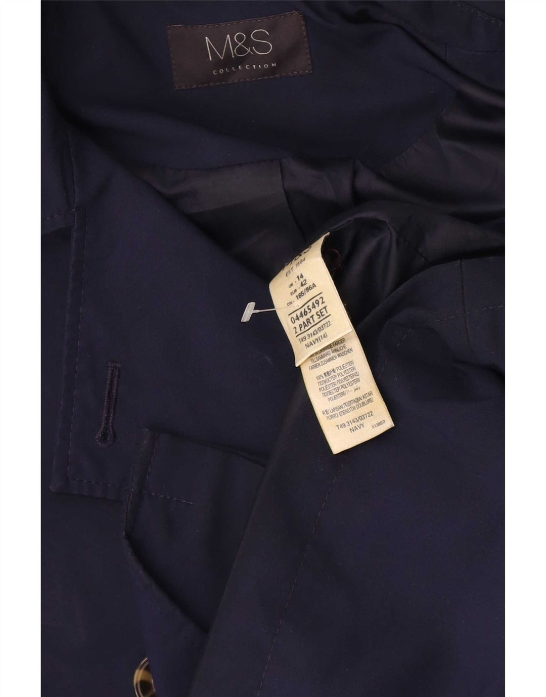 Marks & Spencer Γυναικεία κοντή καμπαρντίνα UK 14 Large Navy Blue Polyester