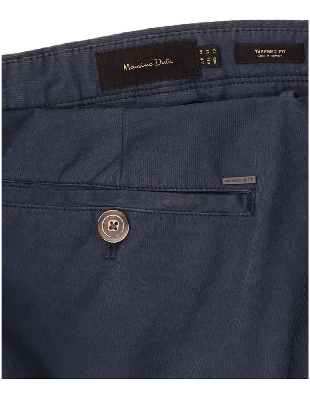 MASSIMO DUTTI Ανδρικό κωνικό παντελόνι Chino EU 48 XL W38 L30 Navy Blue
