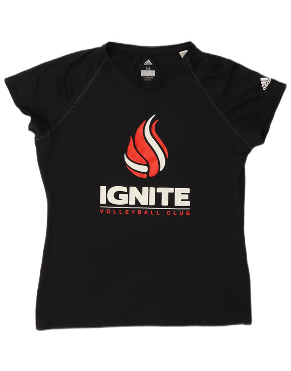 Γραφικό T-shirt Adidas Womens Ignite Volleyball Club Top UK 14 Medium Black