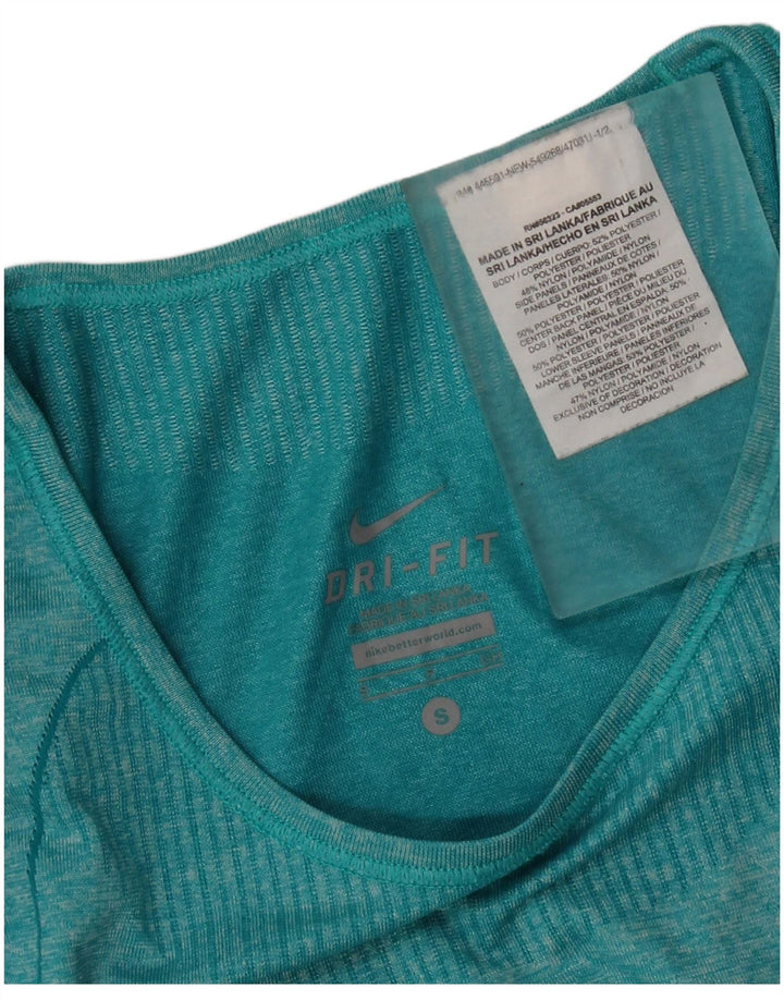 Nike γυναικεία Dri Fit Top μακριά μανίκια UK 10 Small Green Flecked Polyester