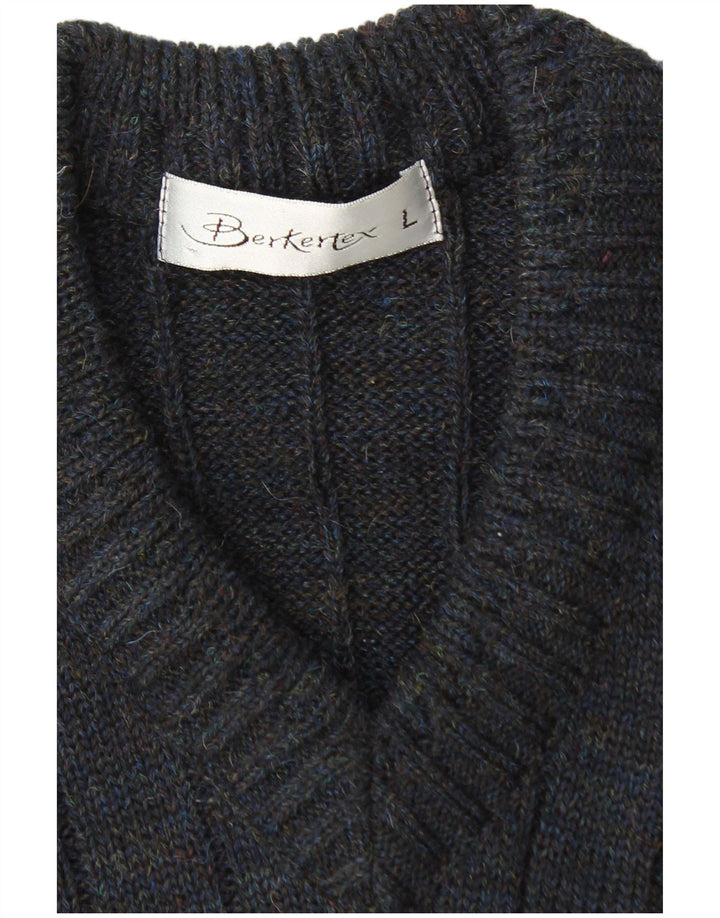 Ανδρικό πουλόβερ με λαιμόκοψη BERKERTEX Μεγάλο Navy Blue Argyle/Diamond