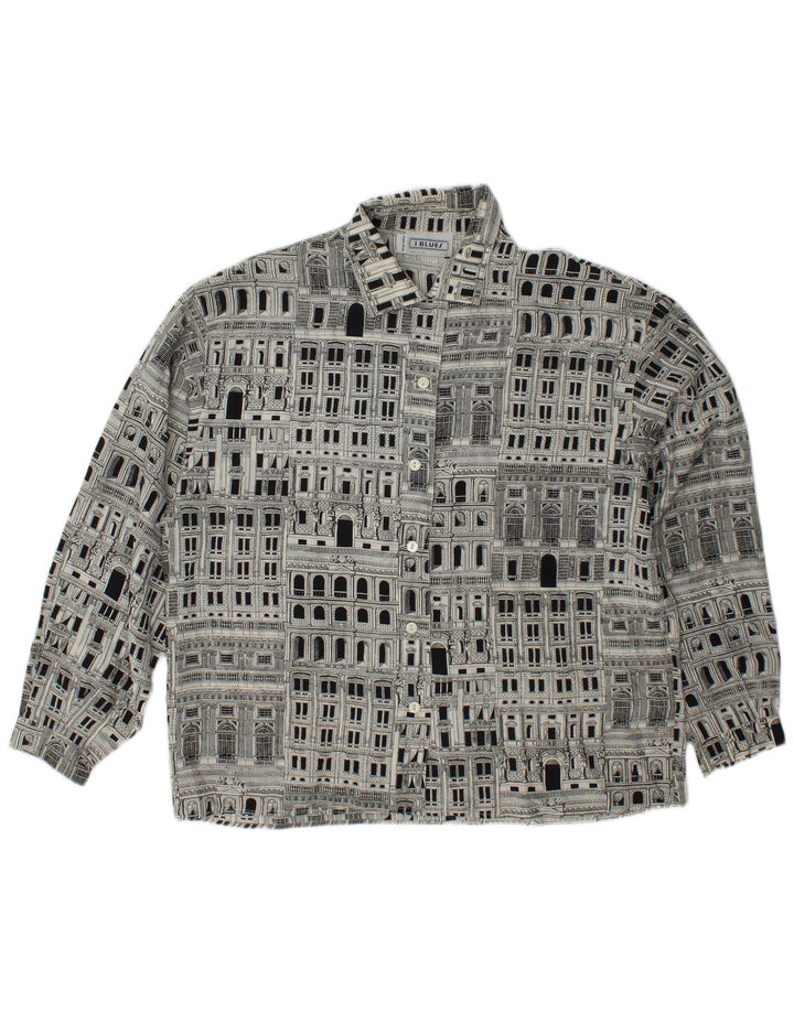 I BLUES Γυναικείο πουκάμισο γραφικό Μπλούζα IT 46 Μεγάλο Μαύρο Μεταξωτό