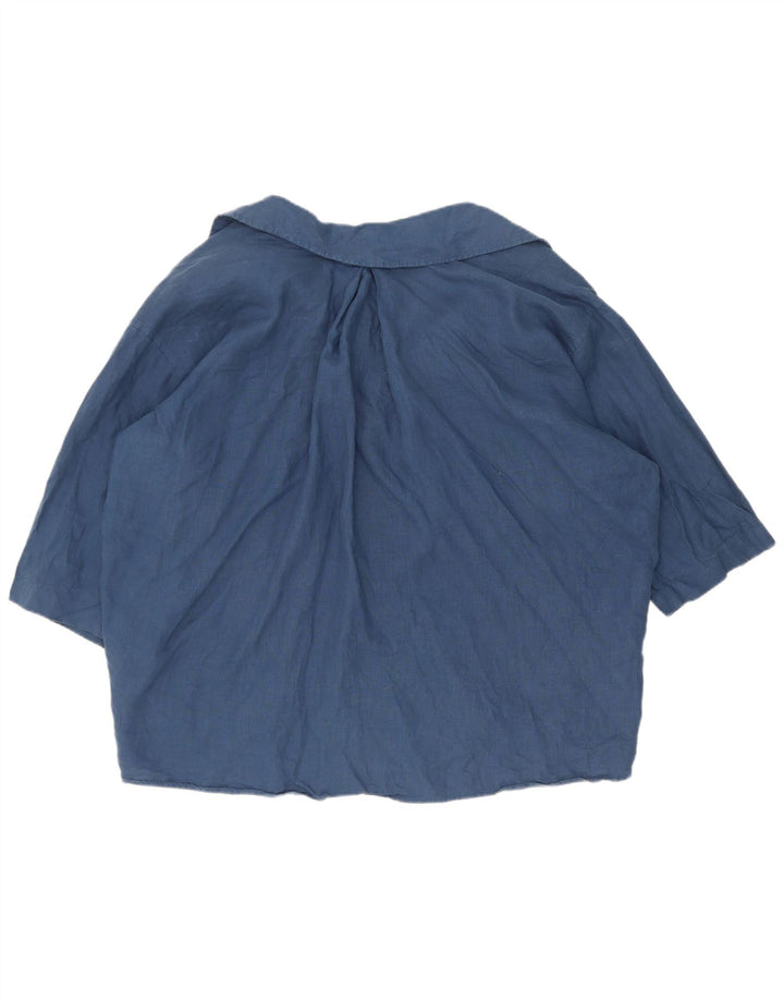 Zara Γυναικείο κοντομάνικο πουκάμισο Oversized Μπλούζα UK 14 Medium Navy Blue