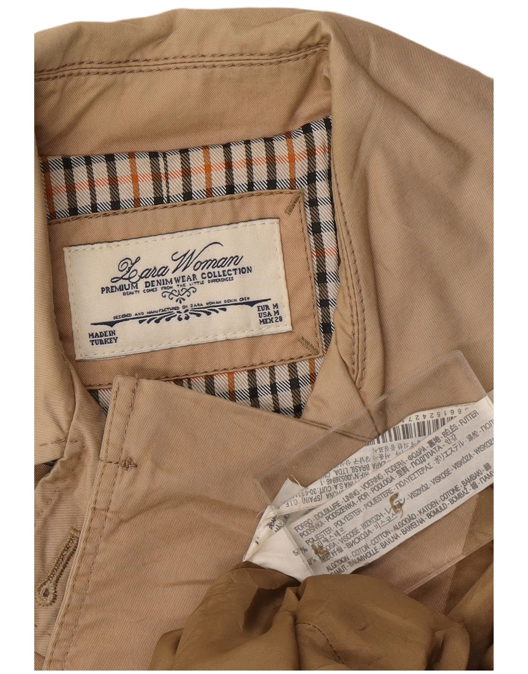 ZARA Γυναικεία καμπαρντίνα με διπλό στήθος UK 14 μεσαία μπεζ χρώμα