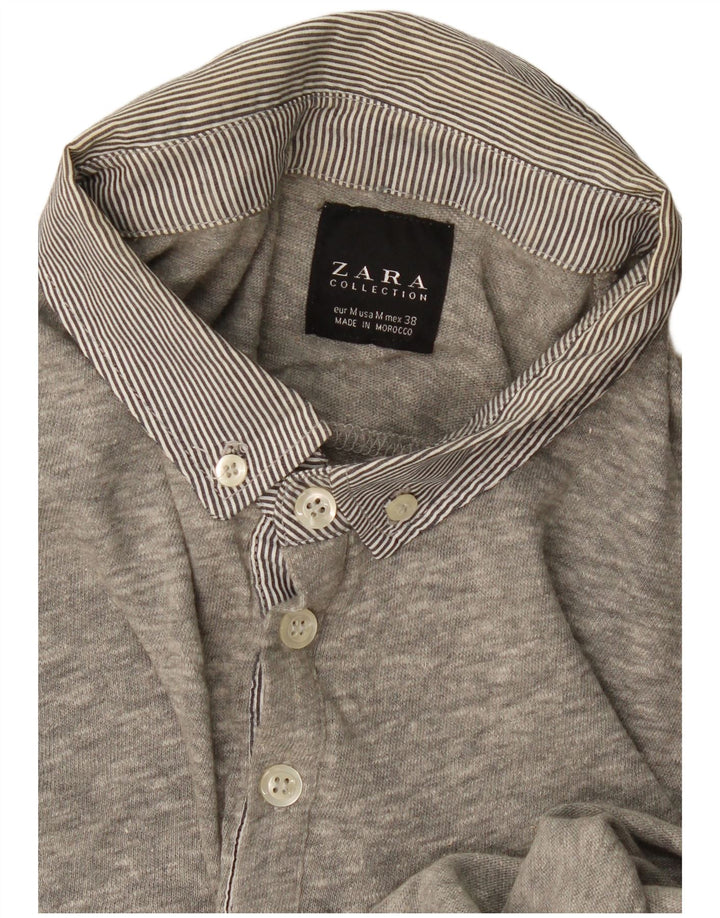 Ανδρικό μακρυμάνικο μπλουζάκι πόλο Zara με μεσαίο γκρι χρώμα
