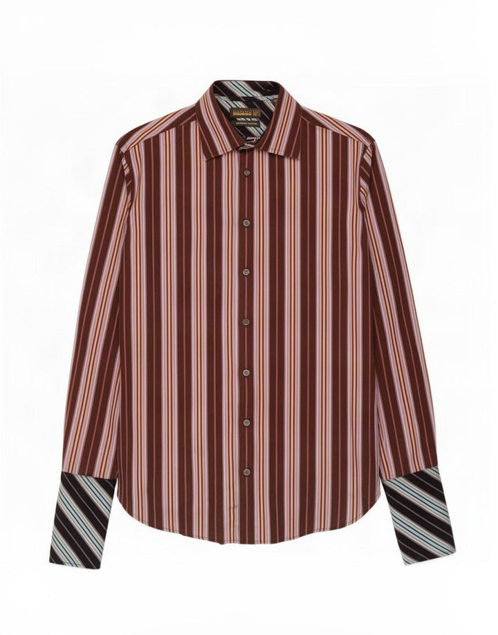 Ted Baker Ανδρικό επίσημο πουκάμισο νούμερο 38 15 Μεσαίο καφέ ριγέ βαμβακερό