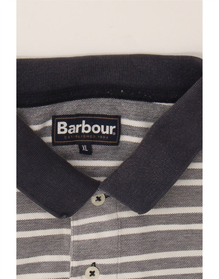 Ανδρικό μπλουζάκι πόλο Barbour XL Γκρι ριγέ βαμβακερό