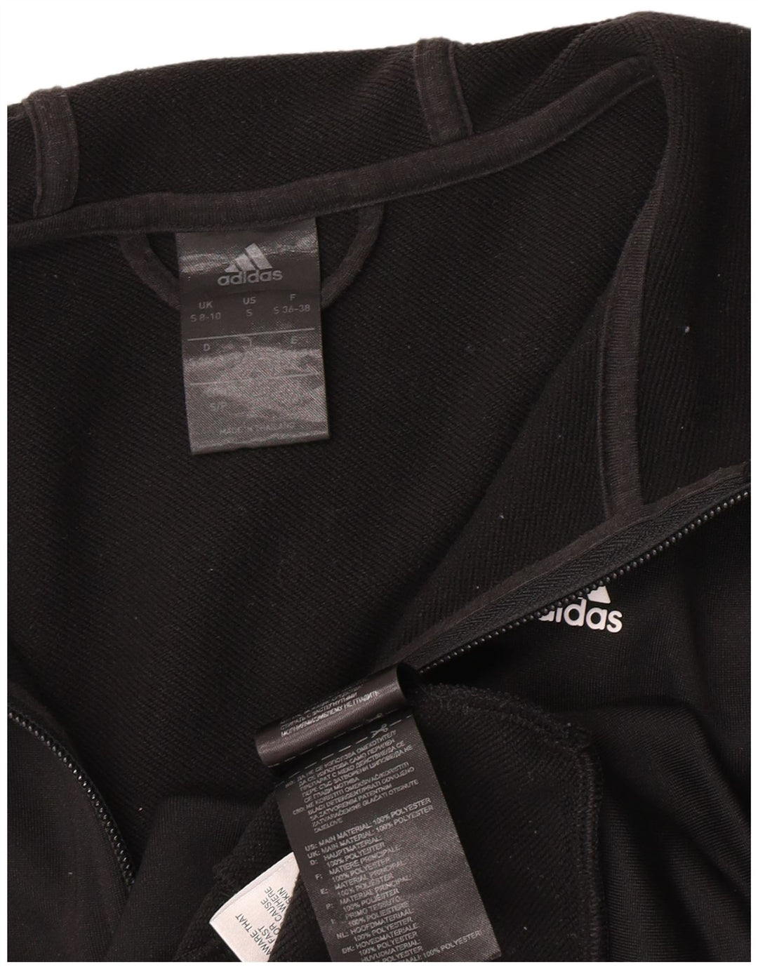 Γυναικείο πουλόβερ με κουκούλα Adidas UK 8/10 Μικρό μαύρο πολυεστέρα