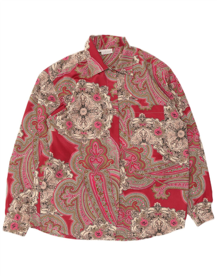 Vintage γυναικείο πουκάμισο oversized μπλούζα UK 10 Small Red Paisley Polyester