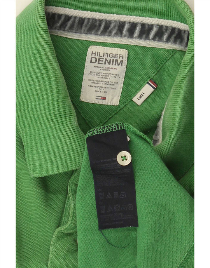 Tommy Hilfiger Mens Polo Shirt Large Green Cotton