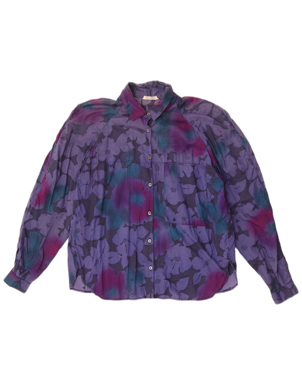 Vintage γυναικείο πουκάμισο UK 16 Large Purple Floral