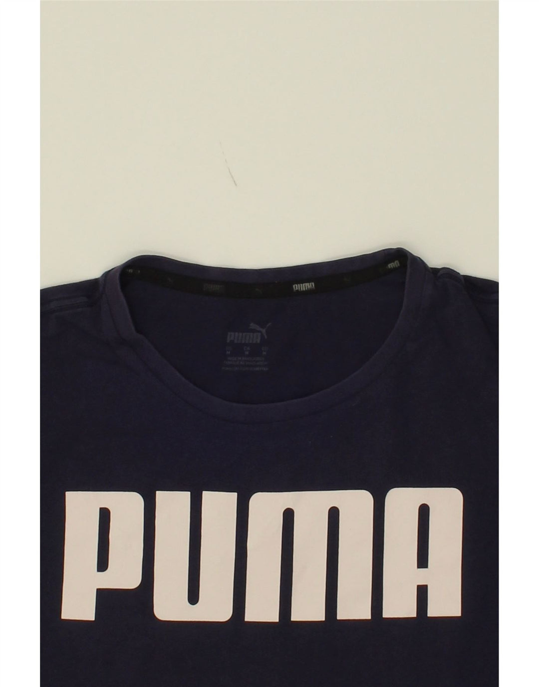 PUMA Mens Graphic T-Shirt Top Medium Navy Blue Cotton Vintage Puma and Second-Hand Puma from Messina Hembry 