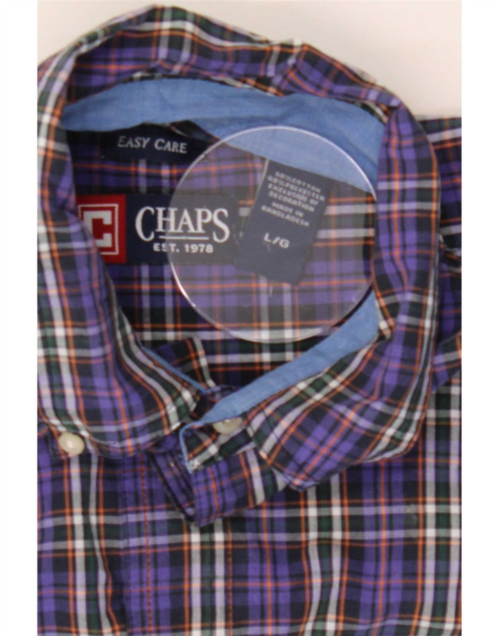 Chaps Ανδρικό πουκάμισο Easy Care Μεγάλο μωβ βαμβακερό καρό