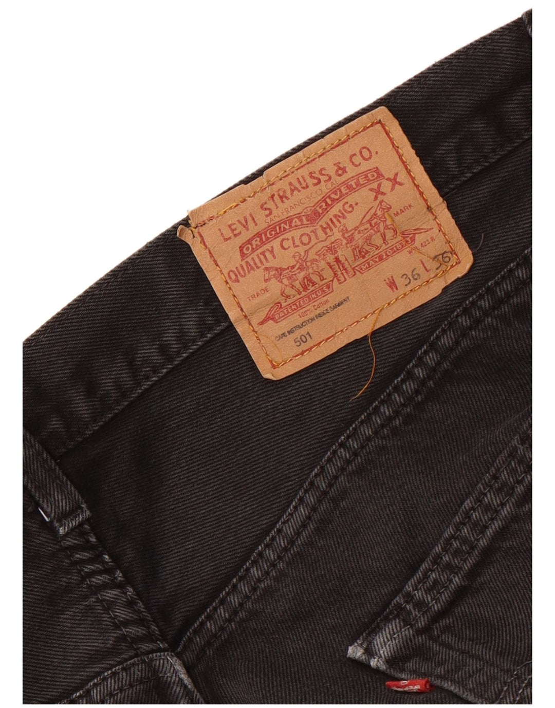 Levi's Mens 501 Distressed Straight Jeans W36 L26 Μαύρο